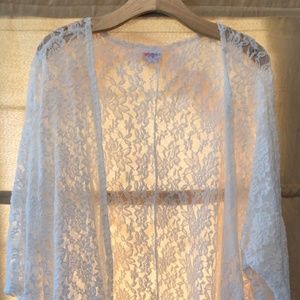 Women's Large White Lace  Lularoe Lindsay Kimono